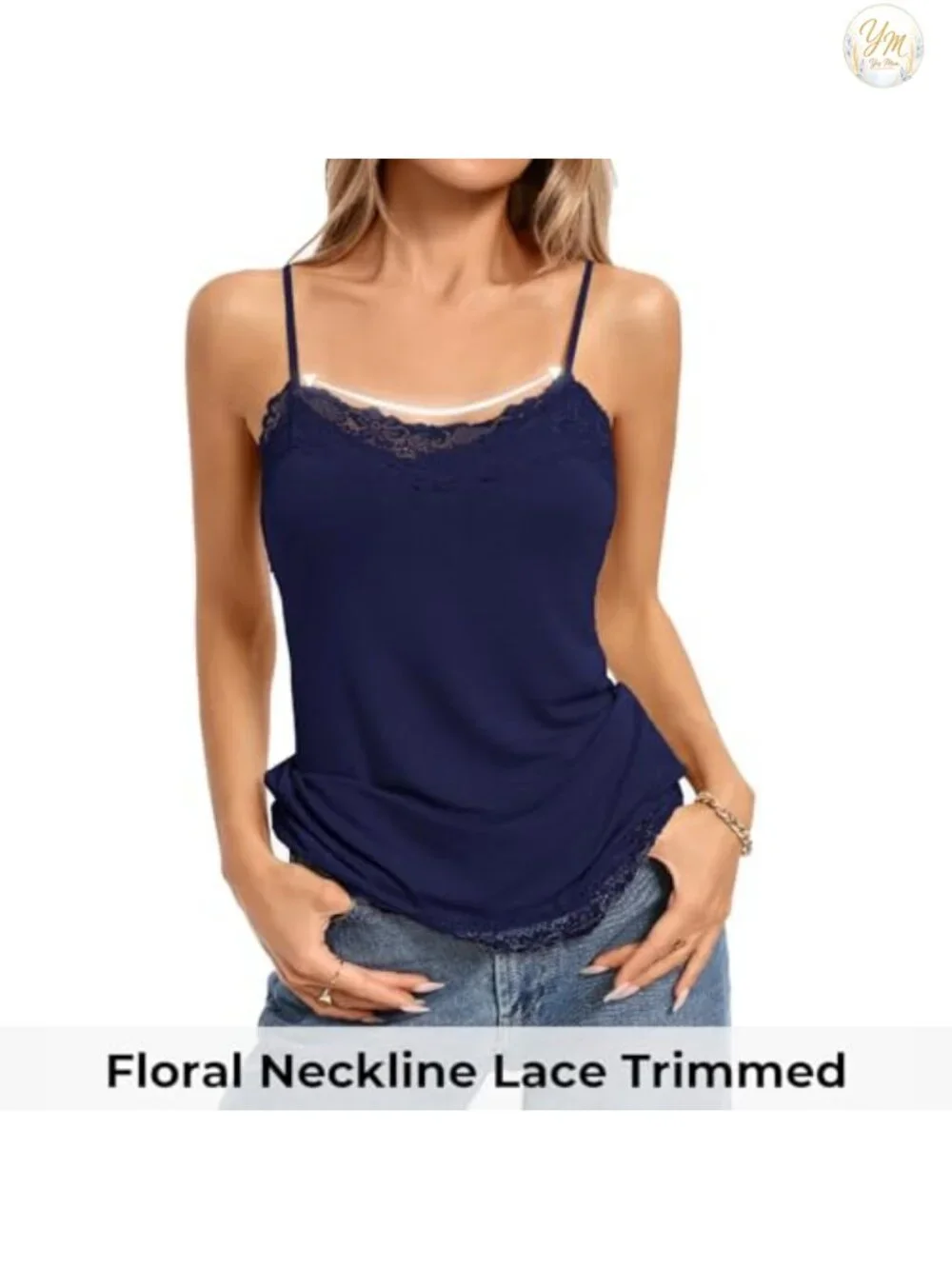 Women's 2 Pack Lace Trim Cami Tank Top Adjustable Straps